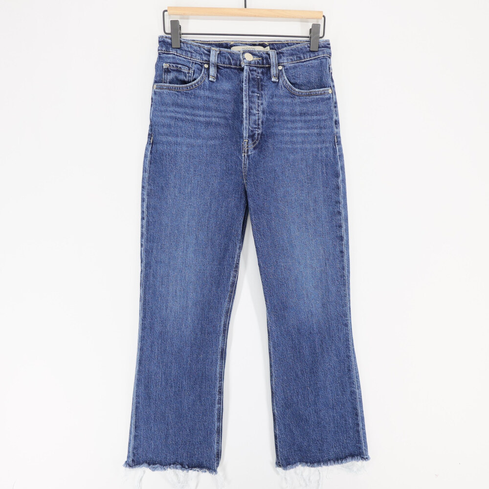 Hudson Faye Jeans Womens 27 Blue High Rise Bootcut Crop Raw Hem Button Fly